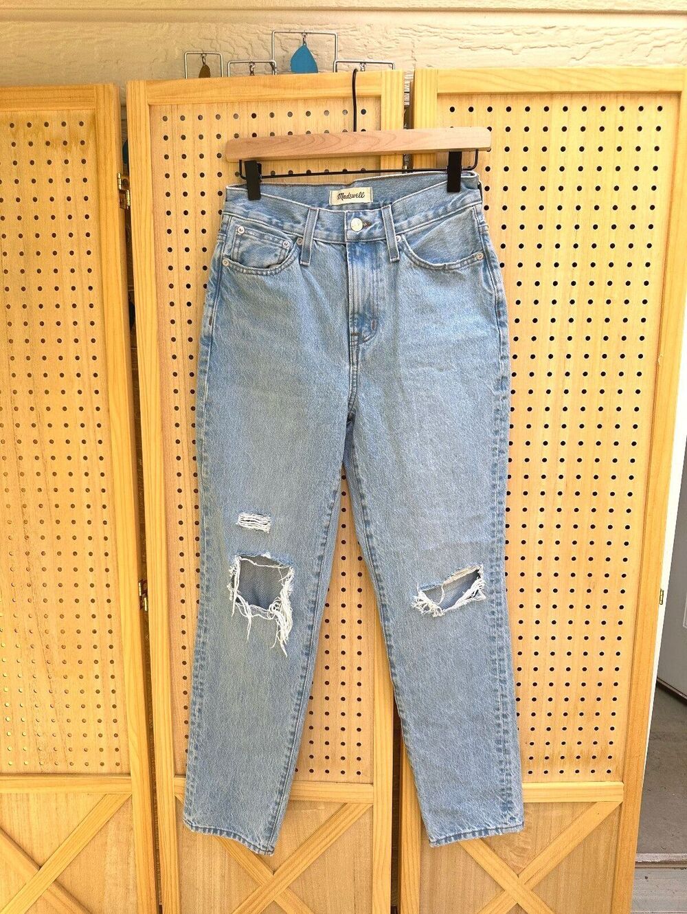 Madewell Perfect Vintage Jeans 25 Light Wash Distressed High Rise Straight USA